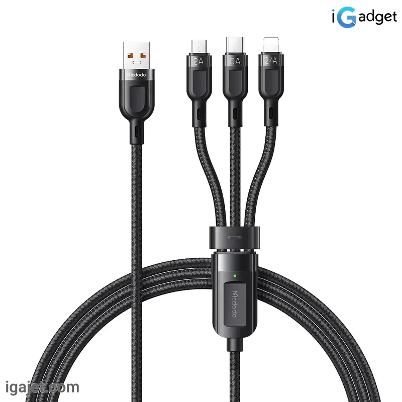 کابل تبدیل USB به microUSB لایتنینگ USB-C مک دودو مدل CA-0930 طول 1.2 متر کابل تبدیل USB به microUSB / لایتنینگ / USB-C مک دودو مدل CA-0930 طول 1.2 متر